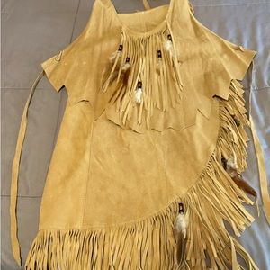 Suede leather wrap around skirt & halter top.